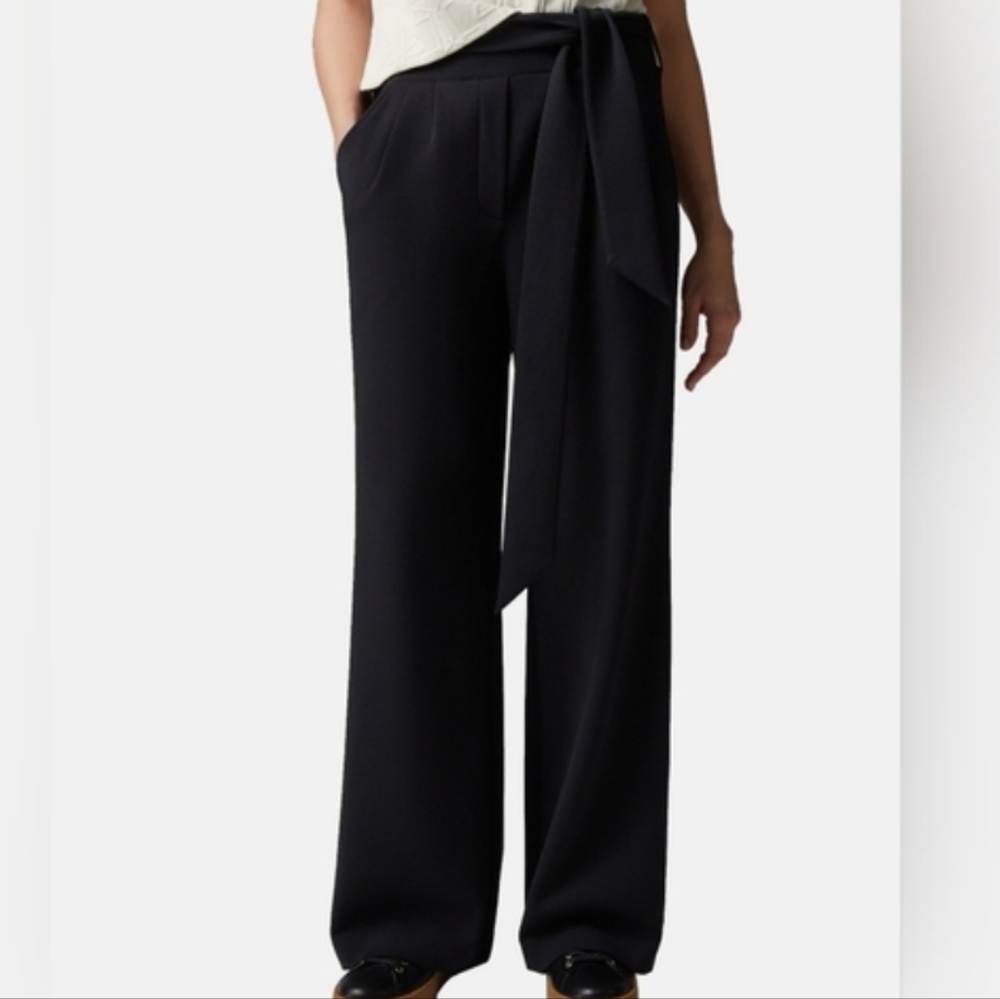 Bogner Schwartz Luxe Rich Mom Pull On Nautical Coastal Navy Medium Wide Leg
